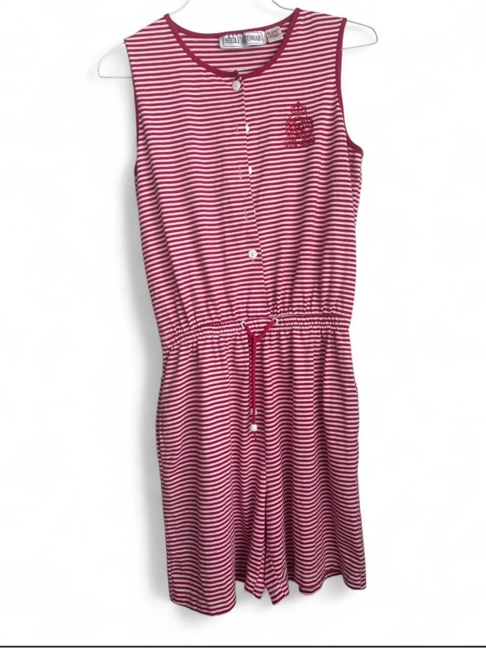 Vintage Needle & Thread Red and White Striped Sleeveless Womens Romper